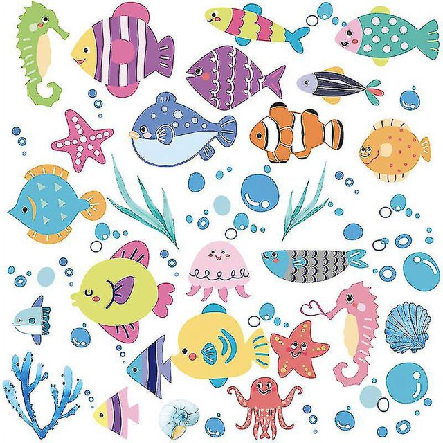 A Set Of Sea Fish Wall Decals Wall Stickers Wall Decor Removable Sticker For Living Room Bathroom Kid's Room