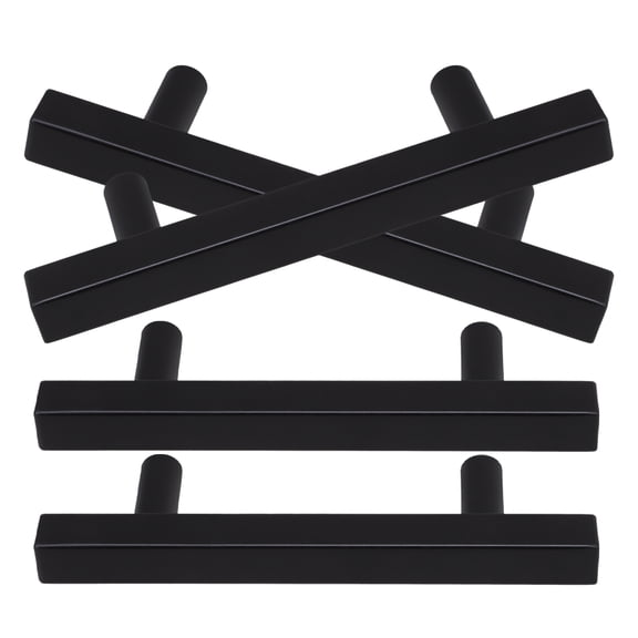 MOKKHNB 4-Pack Black Stainless Steel Cabinet Handles Drawer Pulls for Furniture, Kitchen, and Bathroom