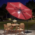 thumbnail image 2 of Costway 10 FT Cantilever Patio Umbrella with Solar LED Lights, 360° Rotation, Easy Tilt Wine, 2 of 10