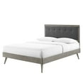 thumbnail image 1 of Platform Bed Frame, Queen Size, Fabric, Wood, Grey Gray, Modern Contemporary Urban Design, Bedroom Master Guest Suite, 1 of 10