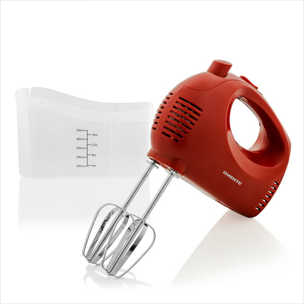 Ovente Portable 5 Speed Mixing Electric Mixer with Stainless Steel Whisk Beater Attachments & Snap Storage Case, Compact Lightweight 150 Watt Powerful Blender Baking & Cooking, Red HM151R - Walmart.com