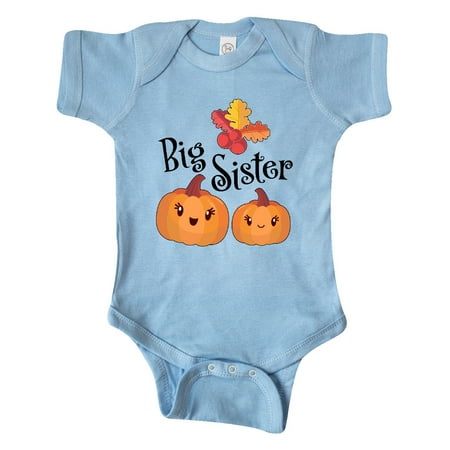 

Inktastic Big Sister Pumpkins with Fall Leaves Gift Baby Girl Bodysuit