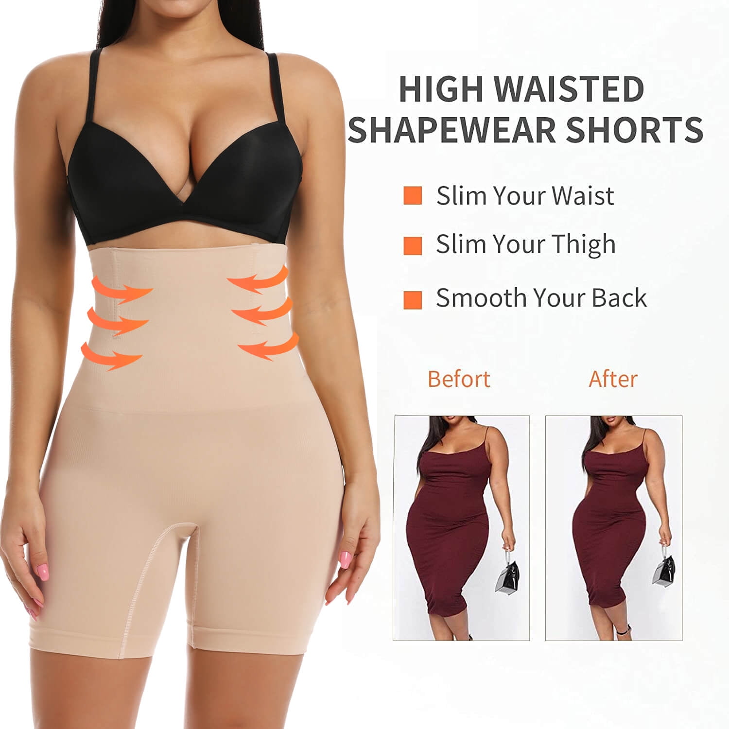 BODYLAST High waisted Tummy Control Shapewear Short Shorts – Esteez
