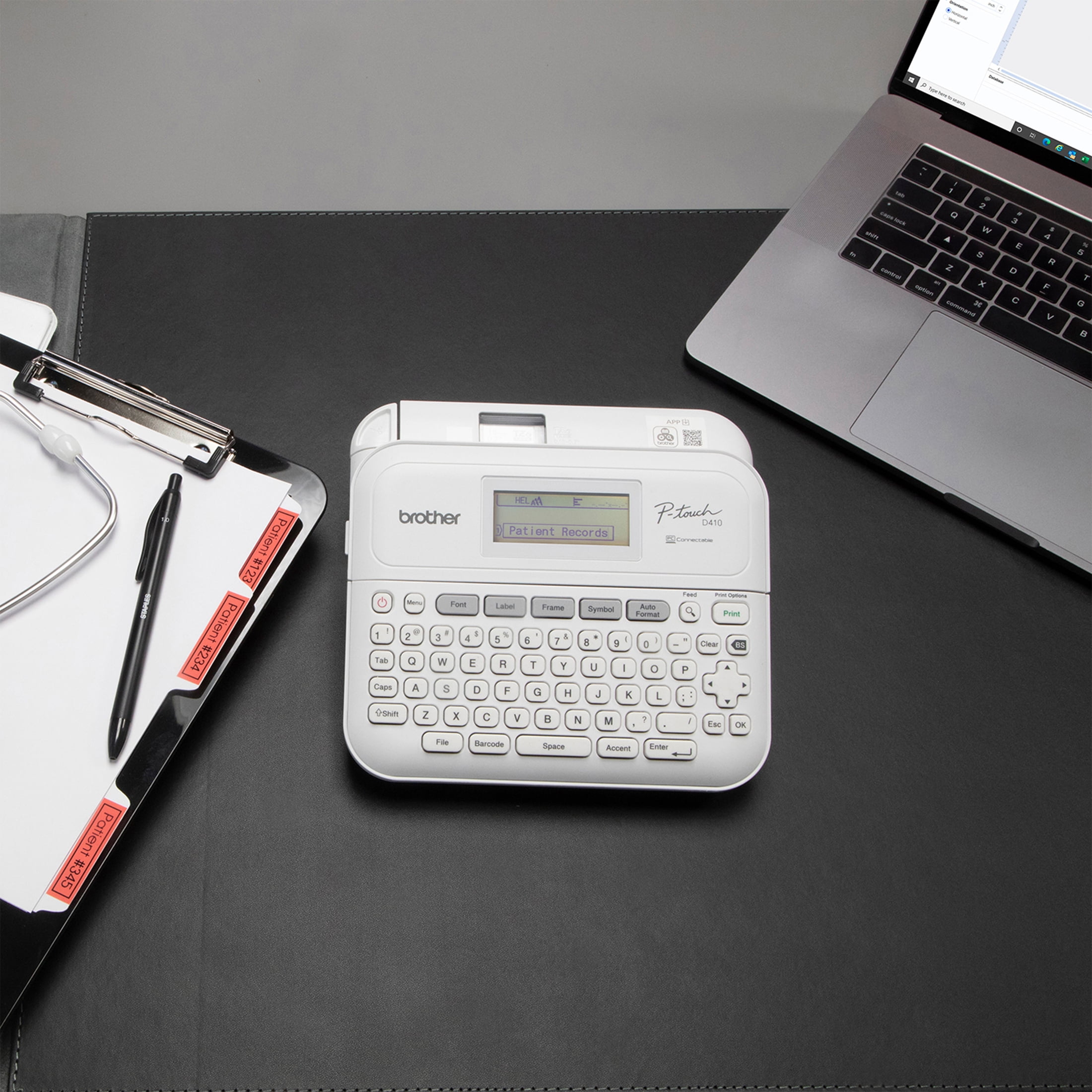 Brother P-touch Home / Office Advanced Connected Label Maker PT-D410VP, Includes Carry case and 4m Black Print on Clear Sample Label Tape ~1/2” (12mm)