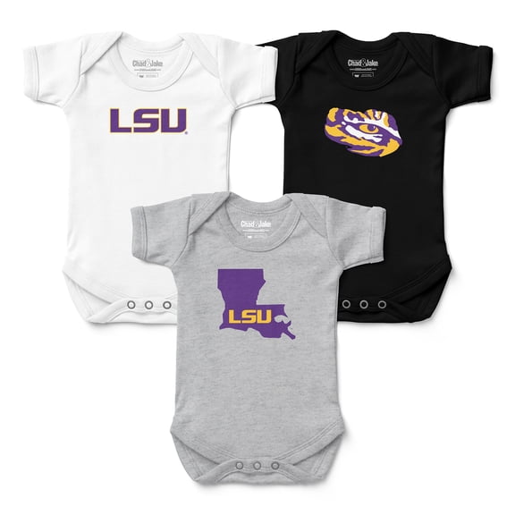 Newborn & Infant Chad & Jake LSU Tigers 3-Pack Bodysuit Set