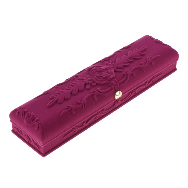 Embossed Velvet Jewelry Display Organizer Case Holder Storage Box Pendant Necklace