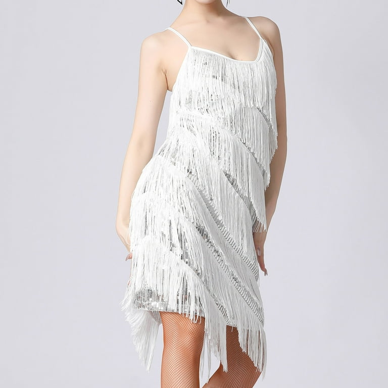 White Feather Patchwork Slit Asymmetric Party Dress White Feather Patchwork Slit Asymmetric Party Dress