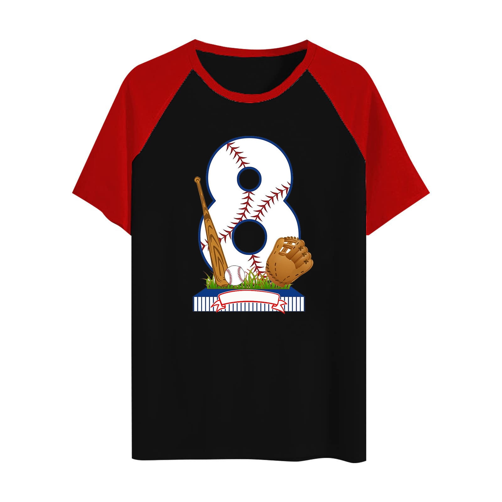 Lastesso Women Baseball and Heart Print Shirts Short Sleeve Colorblock T  Shirts Oversized Graphic Tees for Mother's Day 