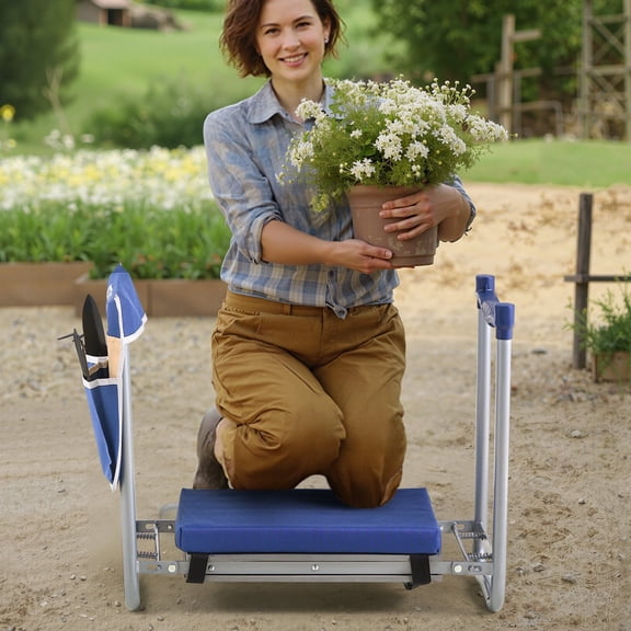 Heavy Duty Garden Kneeler Stool with EVA Foam Pad – 11" Foldable Design, Dual-Use Support