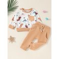 thumbnail image 3 of Suealasg Toddler Boy Fall Outfits Set 6M 1T 2T 3T Long Sleeve Dinosaur Print Sweatshirt + Pants Set 2Pcs Infant Baby Boy Autumn Clothes, 3 of 9