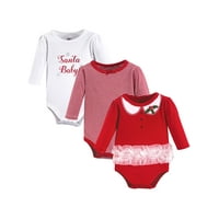 Holiday Long Sleeve Bodysuits, 3pk (Baby Girls)