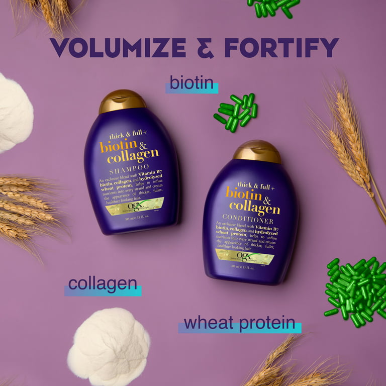 OGX & Full + Biotin & Collagen Shampoo for Thin Hair, Paraben Free, 13 fl oz - Walmart.com