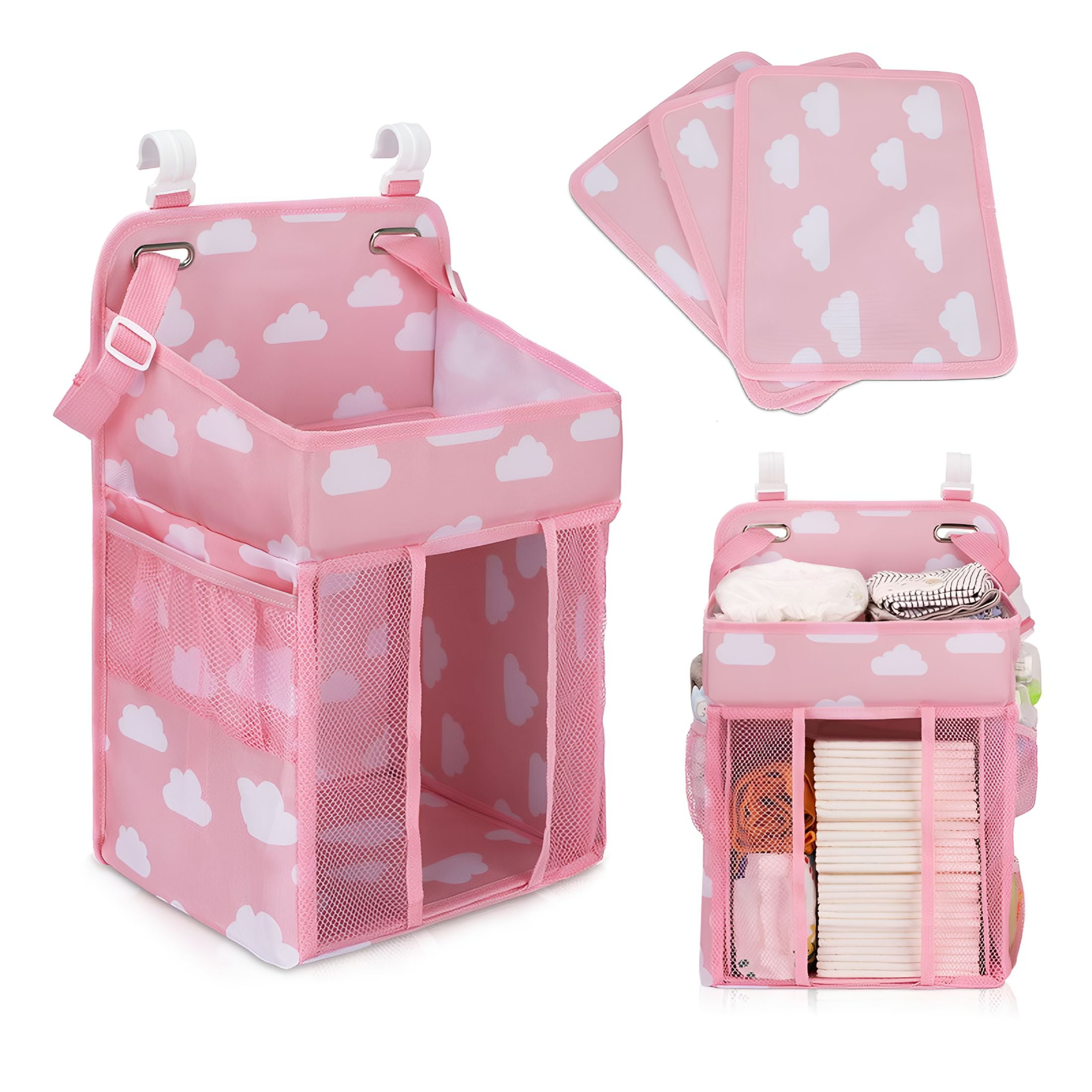 LAMIRO Newborn Bed Storage Organizer Crib Hanging Storage Bag Caddy Organizer For Baby Bedding Set Diaper Storage Bag