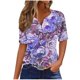 thumbnail image 2 of Fiudx Ofertas Flash Del Día Blusa de Manga Corta Estampada a La Moda para Mujer, Blusas Informales con Cuello En V, 2 of 5