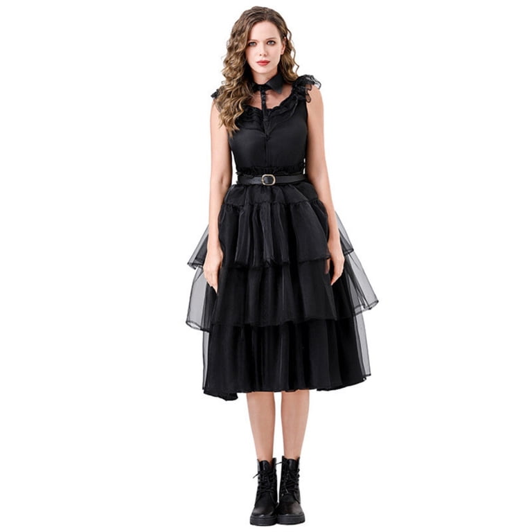 Classic Black Gothic Tunic Adams Black Dress  Elegant Victorian-Style  Costume Family Prom Dress - Walmart.com