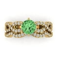 thumbnail image 2 of 1.52 ct Brilliant Round Cut Green Zircon 14k Yellow Gold Solitaire with Accents Engagement Bridal Wedding Ring Band Set size 7.75, 2 of 7