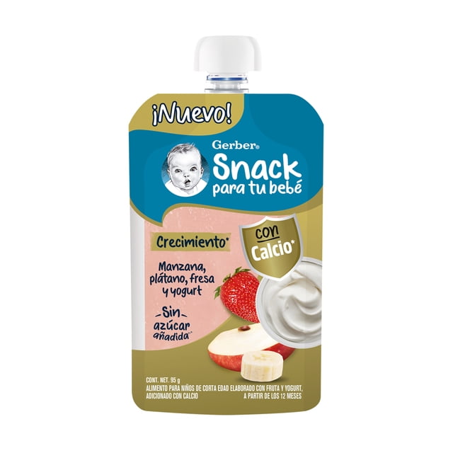 Pouch NESTLE Gerber manzana, plátano, fresa y yogurt 95 g