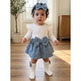 thumbnail image 3 of Loicainy Newborn Baby Girls Summer Romper Dress 3 6 9 12 Months Long Sleeve Skirt Jumpsuit Long Socks Headband Clothes Set, 3 of 9