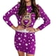 thumbnail image 3 of Vestido ajustado para mujer, vestido informal con estampado navideño, cuello redondo, suave y cómodo, color morado S, 3 of 6