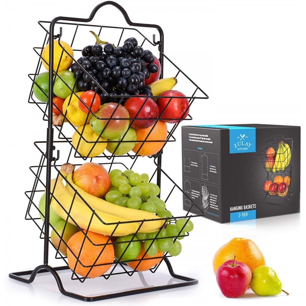 Zulay Kitchen 2 Tier Freestanding Fruit Stand Storage & Organizer