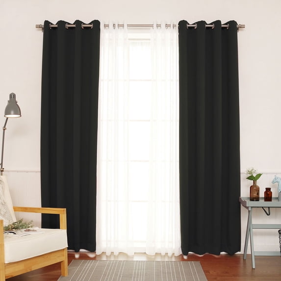 Best Home Fashion Silver Grommet Solid Blackout Mix and Match Curtains - Set of 4