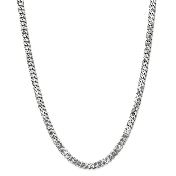 14K White Gold 6.1mm Flat Curb Chain