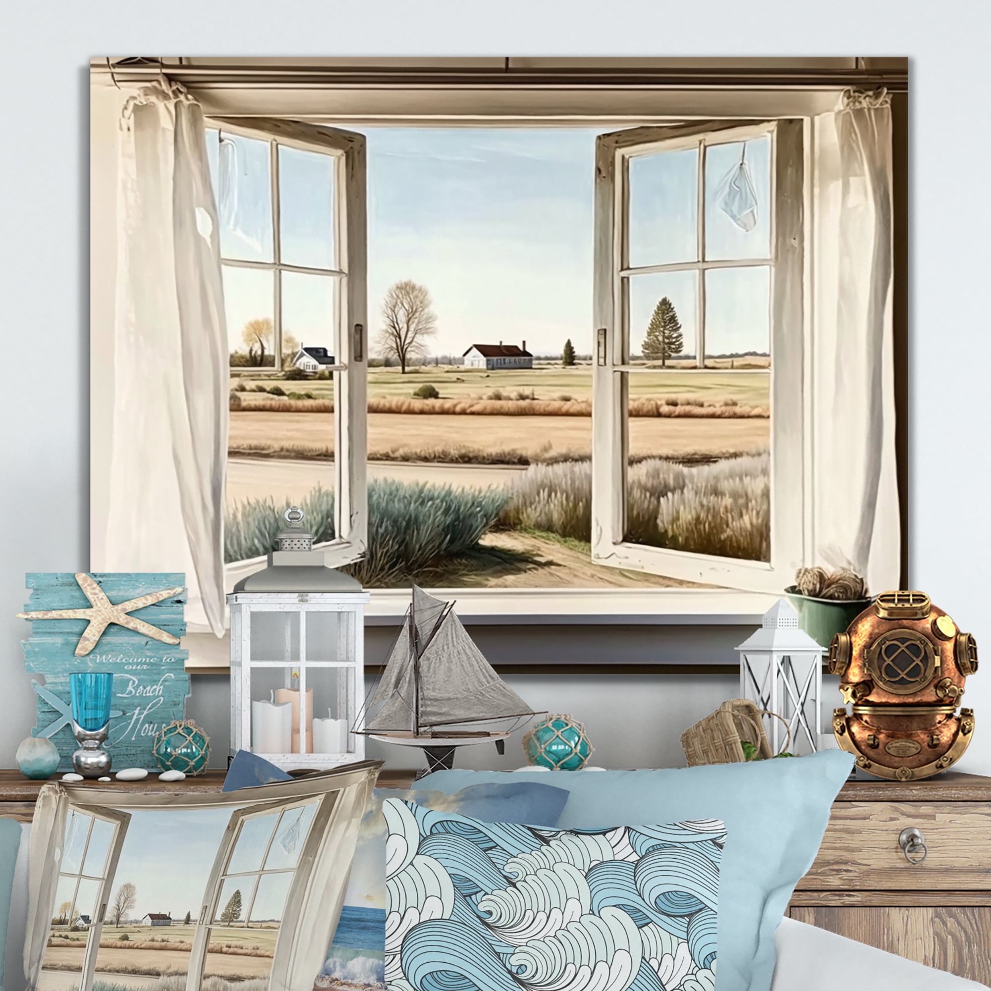 Designart Window To Landscape Views III Canvas Wall Art