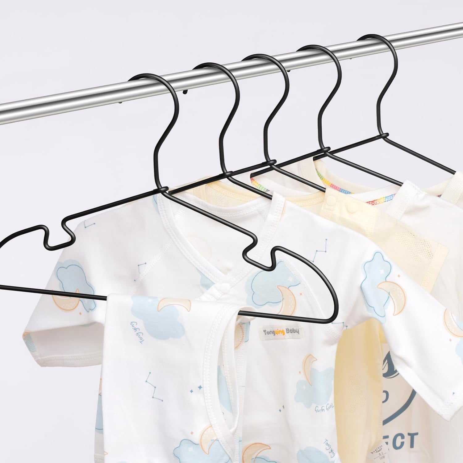 Black Aluminum Hangers, 12.6 Inch Kids Baby Hanger, Sturdy Metal Kids Hanger for Wardrobe, Space Saving Toddler Hangers (30 pcs)