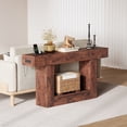 thumbnail image 4 of 63-Inch Farmhouse Entryway Table with Charging Station & Storage - 2-Tier Narrow Console Table for Hallway, Living Room & Foyer, Brown, 4 of 7
