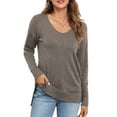 thumbnail image 3 of Uvplove V Neck Sweaters for Women Lightweight Knit Pullover Sweater Tops,US Size S-2XL In Brown, 3 of 12