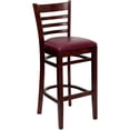 thumbnail image 1 of Tabouret de restaurant de la série HERCULES en bois d'acajou à dossier échelle - siège en vinyle bourgogne, 1 of 6