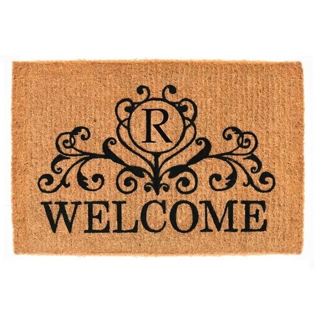 Calloway Mills 102561830R 18 x 30 x 1.5 in. Kingston Welcome Rectangular Doormat, Natural & Black - Letter R