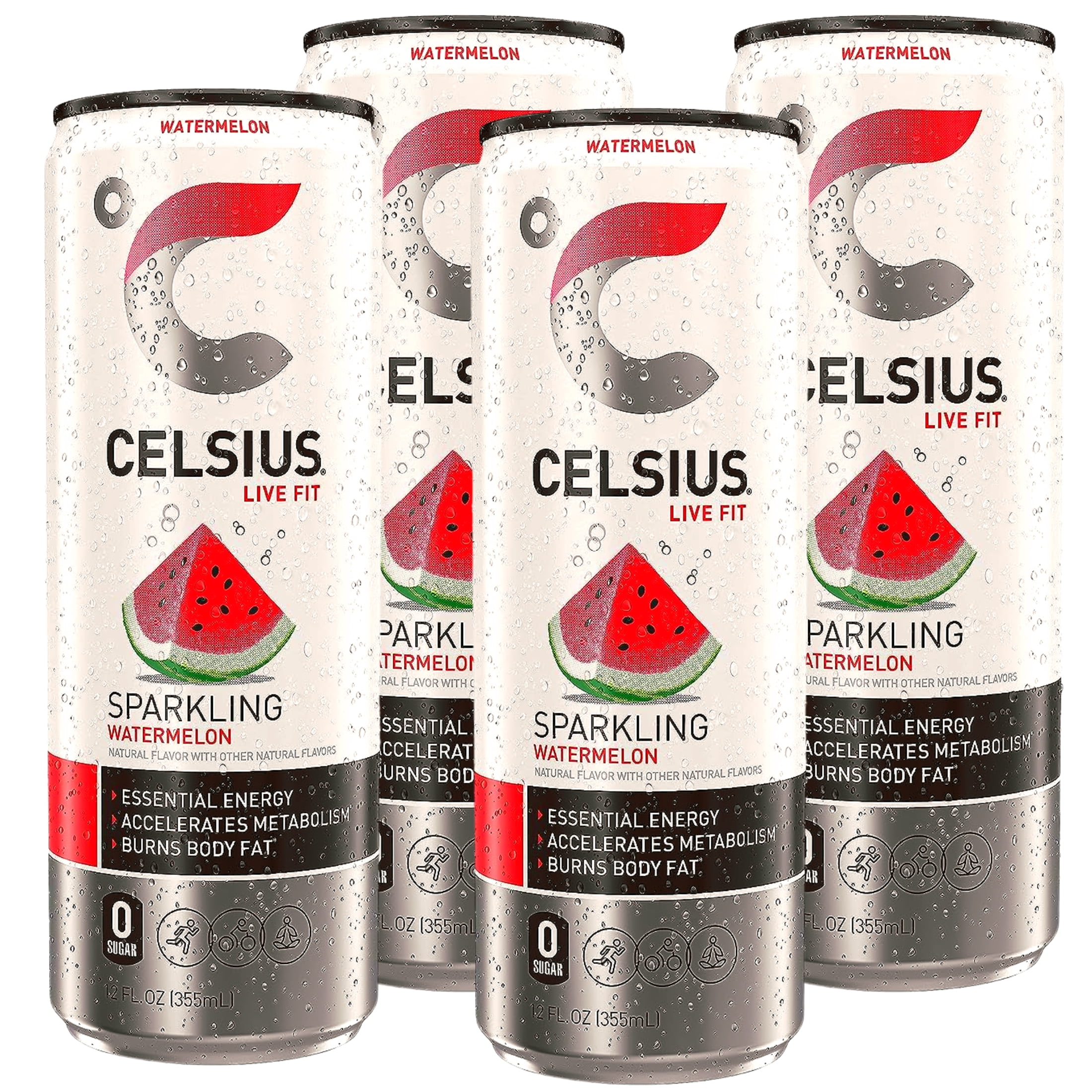 (4) Celsius Sparkling Watermelon, Functional Essential Energy Drinks 12