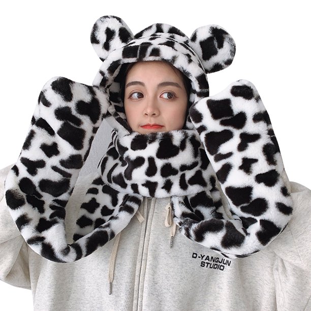 Imcute Female Tiger Stripe/ Leopard Print Scarf with Hat and Gloves