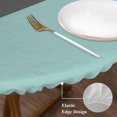 thumbnail image 3 of Turquoise Morocco Round Tablecloth, Fitted Table Cover with Elastic for 55"-60" Round Tables, Geometric Grey Stripes Modern Table Cloth Outdoor Indoor Dinning Party Waterproof Tablecloths, 3 of 7