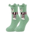 thumbnail image 2 of VONCOS Animal Socks for Women Green Plush Fuzzy with 3D Ears, Cozy Bear Novelty Lounge Socks Cute Gift, 2 of 3