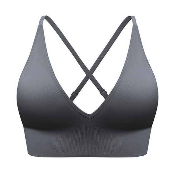 Sujetador deportivo largo con cuello en V para mujer - Tirantes finos ajustables - Top de yoga y fitness con copas acolchadas - Ropa deportiva de nailon y spandex