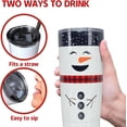 thumbnail image 4 of Merry Christmas Insulated Tumbler with Lids and Straws Christmas Snowman Stainless Steel Cup for New Year Holiday Xmas Christmas Funny Travel Mug Gifts 20 OZ, 4 of 6