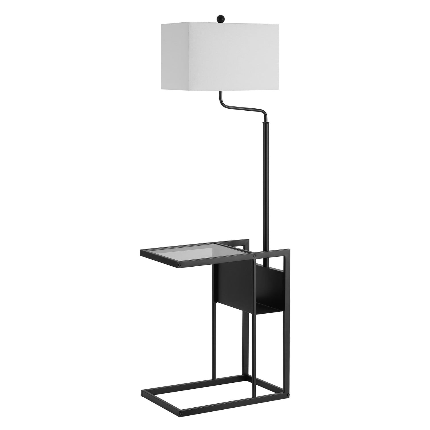 SAFAVIEH Janson 59 in. H Floor Lamp with Table, Matte Black