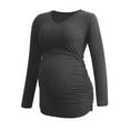 thumbnail image 2 of V Neck Long Sleeve Pregnancy Tops Shirts Maternity Clothes for Women 3-Pack, 2 of 7