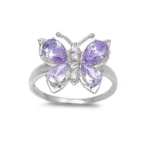 Butterfly Hera Lavender Cubic Zirconia Ring Sterling Silver 925 10