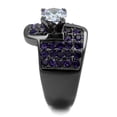 thumbnail image 4 of Luxe Jewelry Designs Women's Light Black IP Stainless Steel Ring with Clear and Amethyst CZ - Size 5, 4 of 4