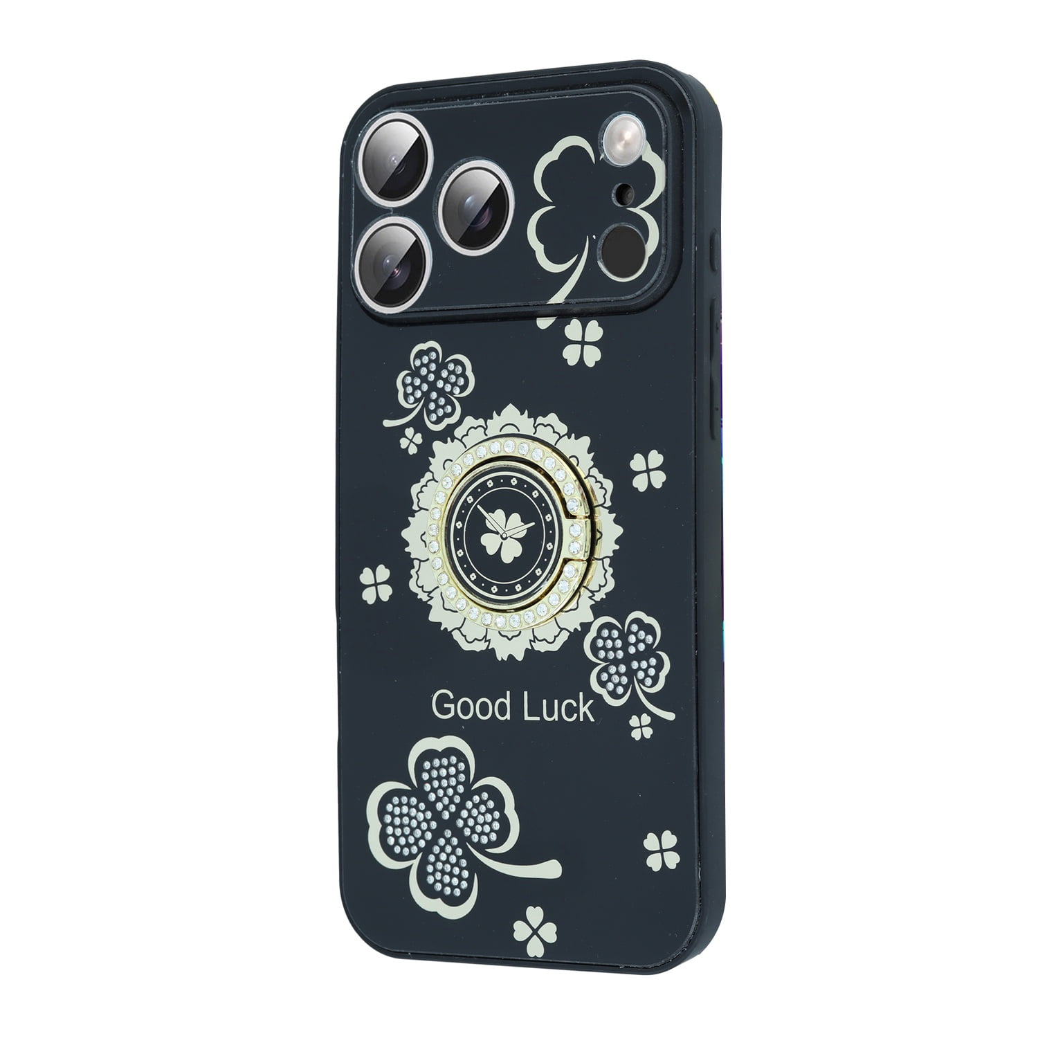 Diamond Shiny Cases with Ring for iPhone 17 Pro Max - Black