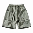 thumbnail image 2 of Hvogkswy Mens Shorts Solid Color Elastic Waist Drawstring Cargo Shorts with Pockets Loose Comfy Outdoor Workout Summer Casual Shorts, 2 of 5