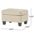 thumbnail image 5 of Benjara Ottoman, Beige Linen, 18x24 Cushioned Seat, Brown Birch Wood Legs, 5 of 5