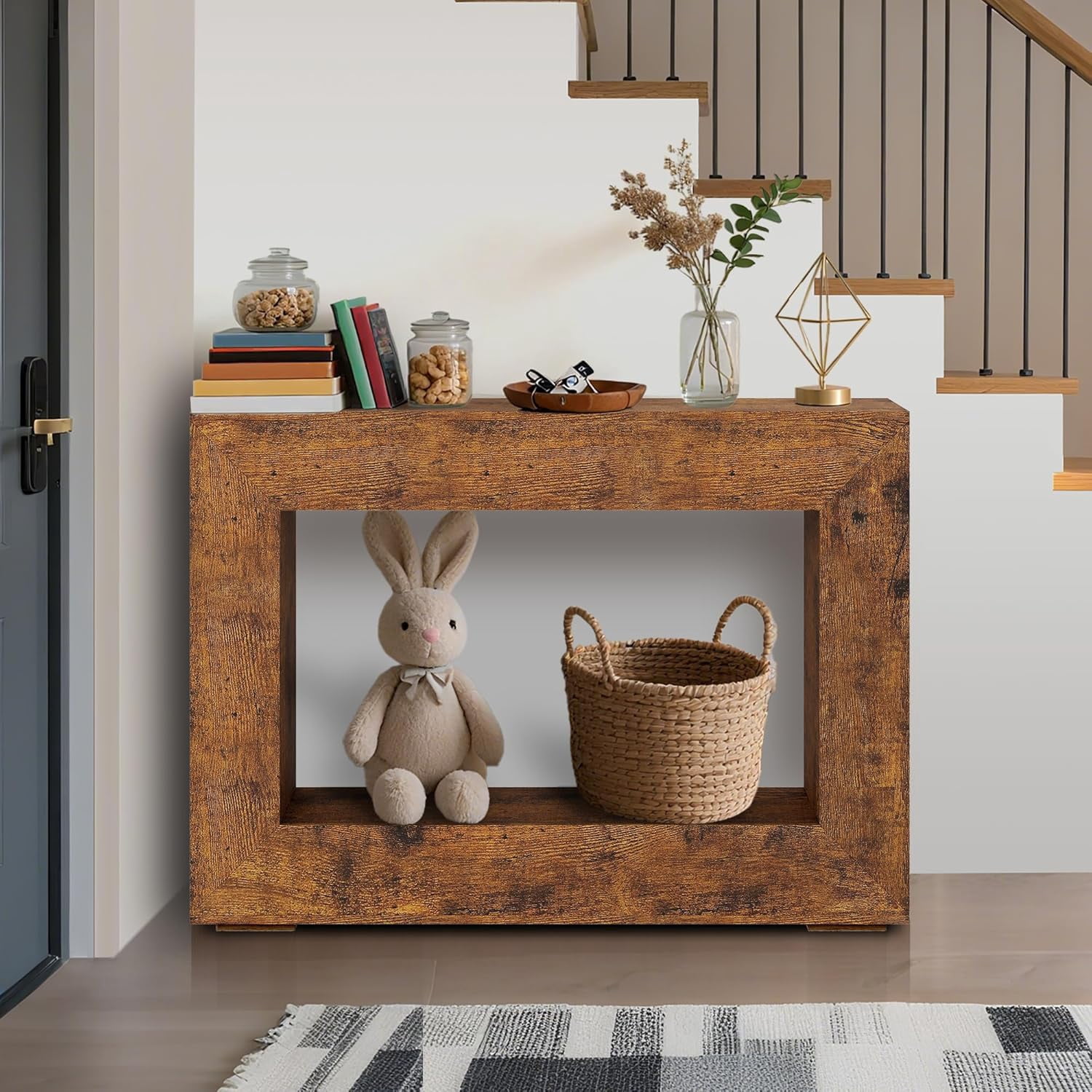 47 Inch Long Console Table for Entryway, Farmhouse Narrow Sofa Table Behind The Couch with Storage for Hallway, Living Room, Foyer, Entrance
