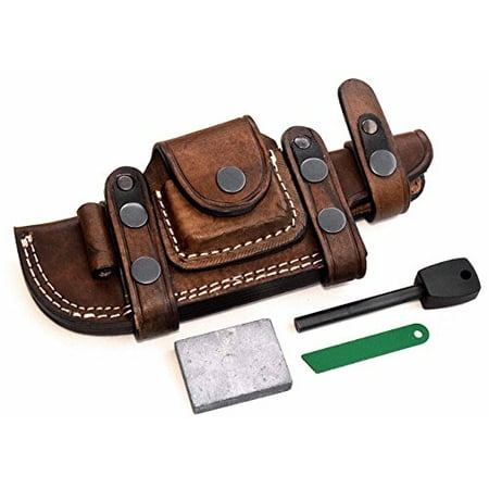 - CFK Cutlery Company England Custom Handmade BROWN Bushcraft TRACKER / Skinner Knife Buffalo Leather RIGHT / LEFT HAND Horizontal Scout Sheath & Sharpening Stone & Fire Starter Rod Set CFK138