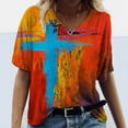 thumbnail image 2 of Babysbule Women's Plus Size Tops Womens Graphic Printed Short Sleeve V-Neck Tops Casual Tee T-Shirt Blouse, 2 of 5