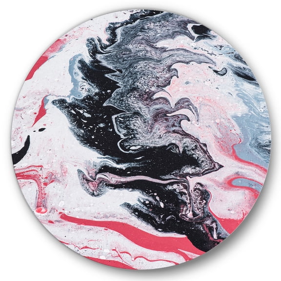 Designart 'Abstract Marble Composition In Gray and Pink I' Modern Circle Metal Wall Art 36x36 - Disc of 36