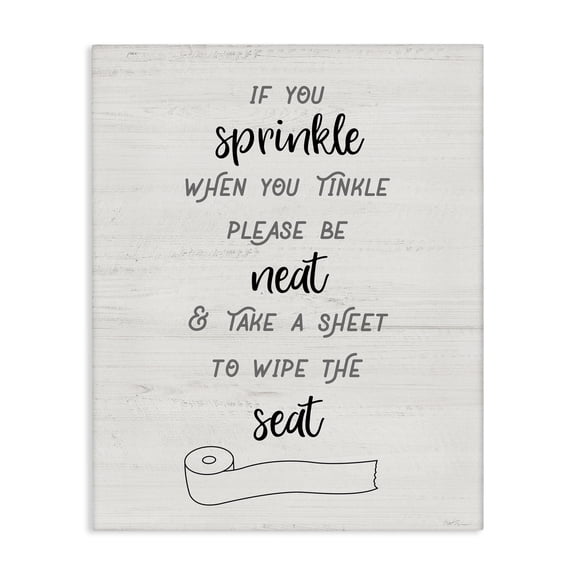 Stupell Industries Rustic Lodge Sprinkle When Tinkle Phrase Neat Wipe Seat Bathroom Canvas Art, 16 x 20, by Natalie Carpentieri